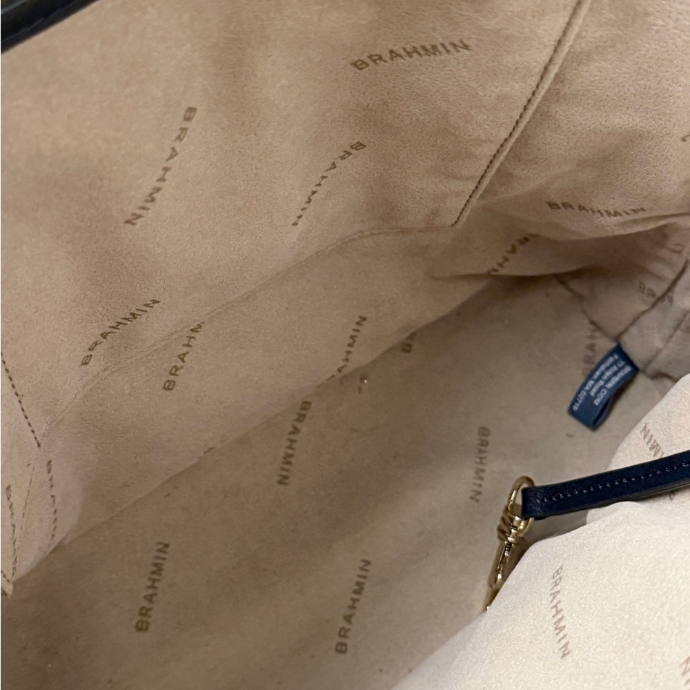Brahmin Navy Blue Leather Backpack with Gold Hardware - Picture 14 of 16